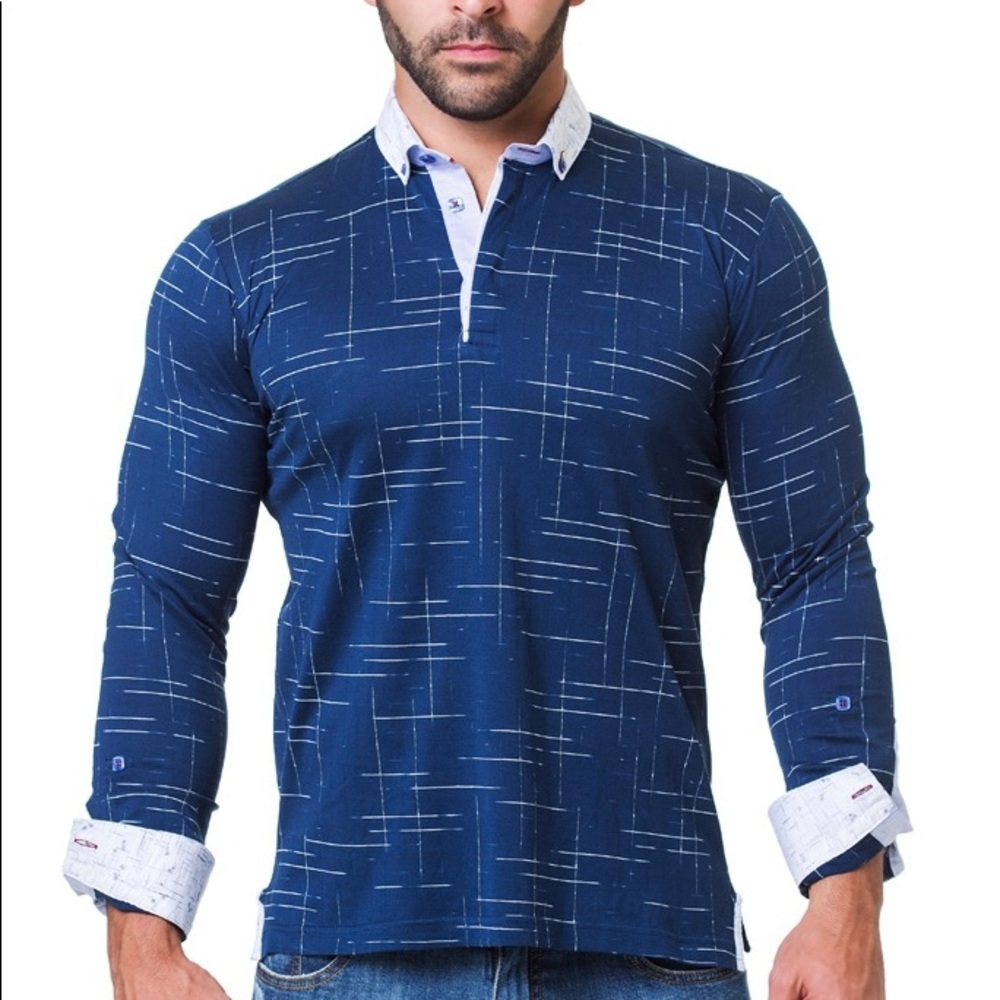 NEWTON DASH NAVY LONG SLEEVE POLO